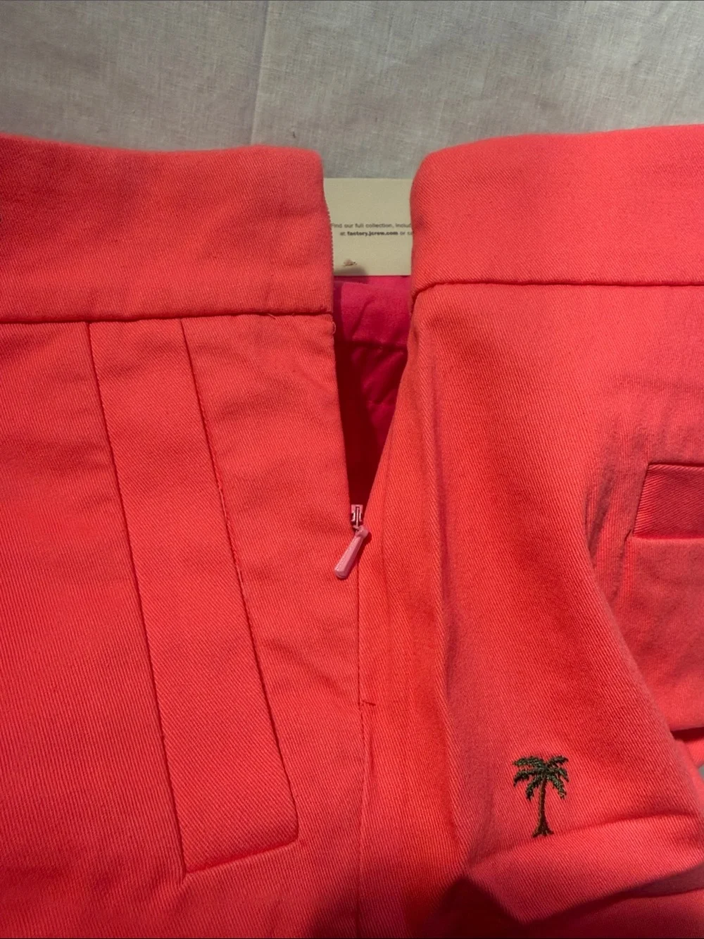 J. Crew Size 4 Chino City Fit Women's Coral Embroidered Palm-Print Shorts